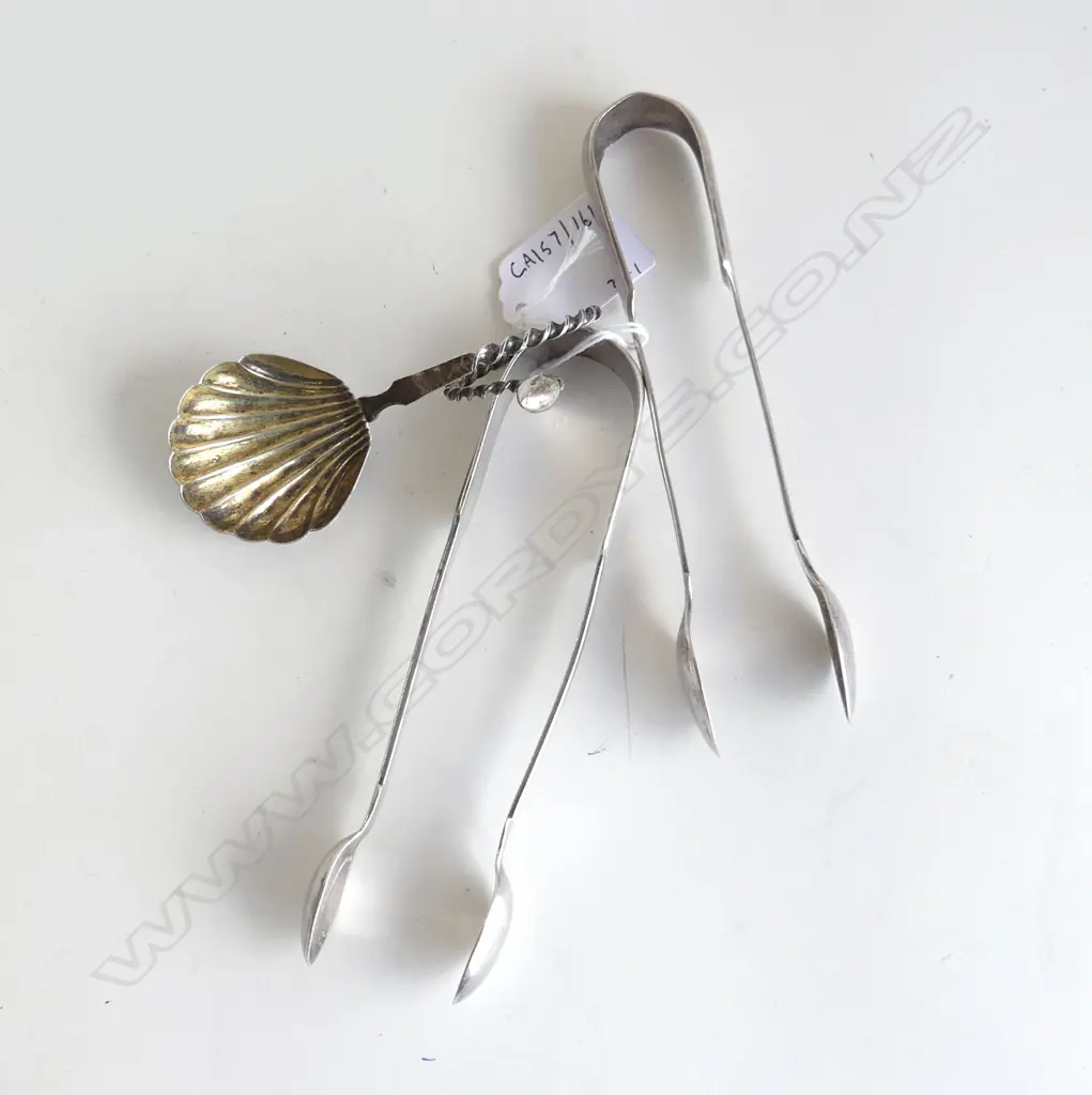 2 PRS SUGAR TONGS & SILVER  JAM SPOON  Image 1++