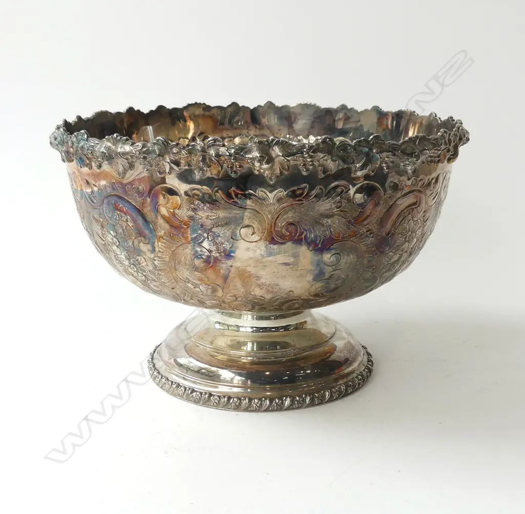 ORNATE SILVER PLATED PUNCH BOWL H.170mm, 260mm dia Image 1++