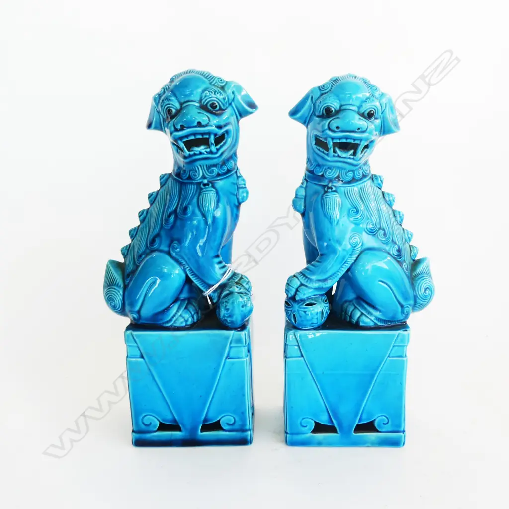 PR BLUE GLAZED FOO / FU DOGS H.250mm Image 1++