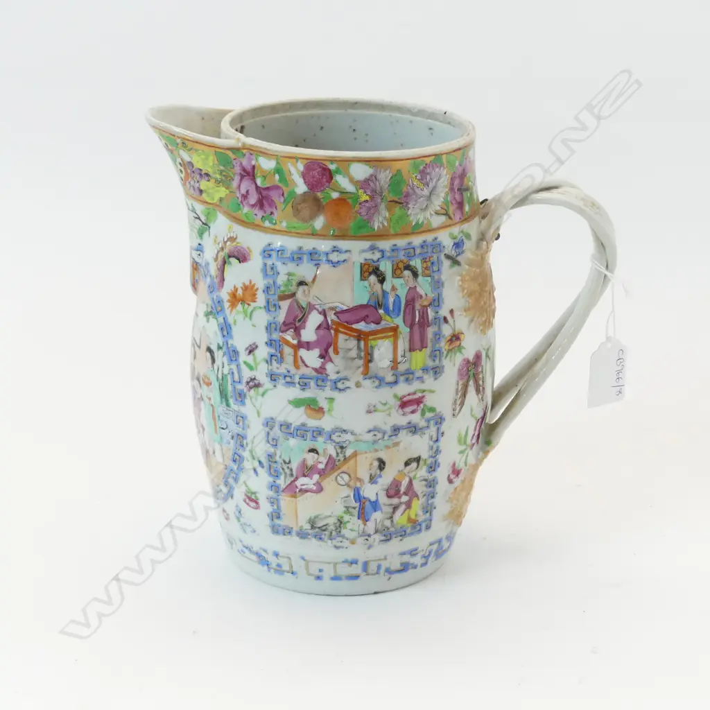 FAMILLE ROSE JUG (CHIPS & OLD STAPLE REPAIRS) H.220mm Image 1++