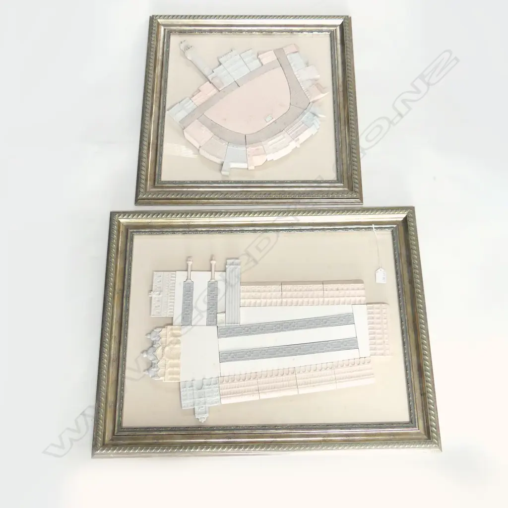 2 ITALIAN 3D CERAMIC ARTWORKS;  PIAZZA DEL CAMPO SIENNA & SAN MARCO VENICE 460x650mm Image 1++