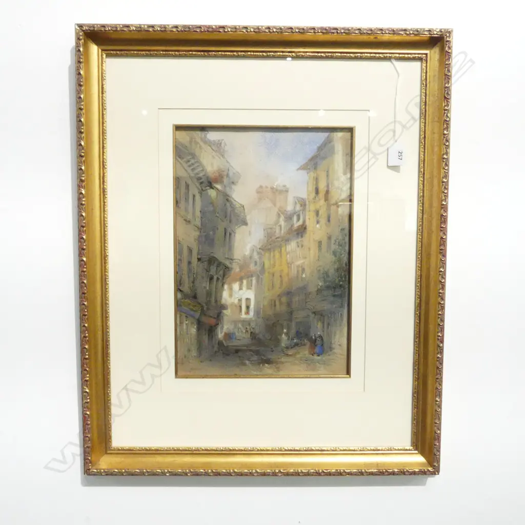 THOMAS COLMAN DIBDIN (ENGLISH 1810-1893), FRENCH STREET SCENE, WC, 1866 360x250mm Image 1++