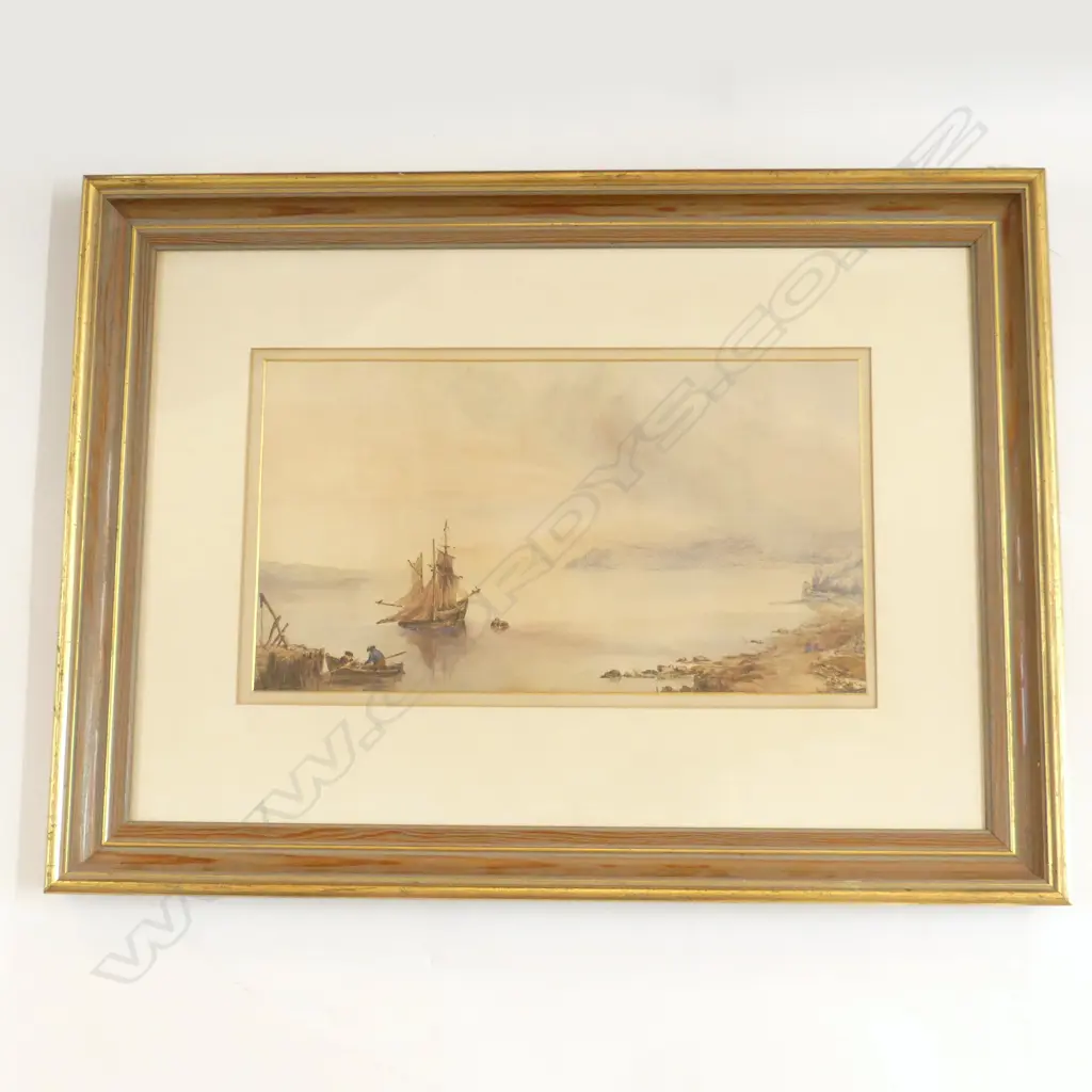 W/C FISHING BOATS IN HARBOUR SIGNED JAMES WEBB 230X420MM Image 1++