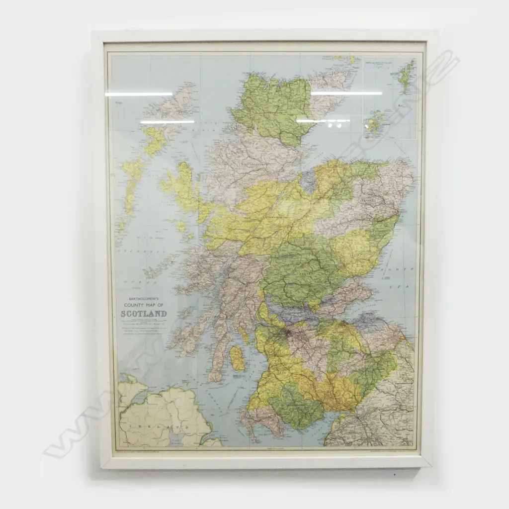 FRAMED VINTAGE MAP OF SCOTLAND BY JOHN BARTHOLOMEW & SONS EDINBURGH, L.805MM W.620MM Image 1++
