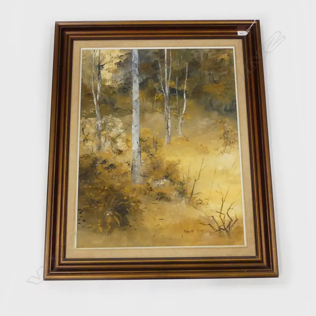 MARGARET MOORE 'AUTUMN BUSH' OIL ON BOARD, 700x545mm Image 1++