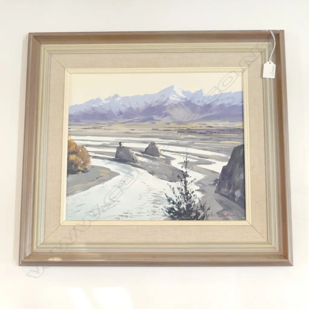 OIL ON BOARD WAIAU RIVER BY ASTON GREATHEAD H490 W540MM Image 1++
