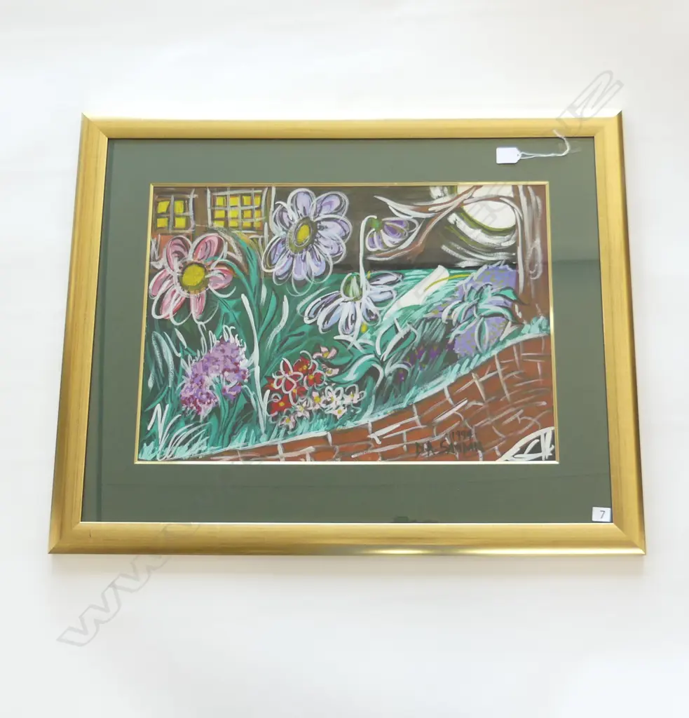 GOUACHE A FLORAL GARDEN SIGNED D A SAYIDAN  41X59CM Image 1++