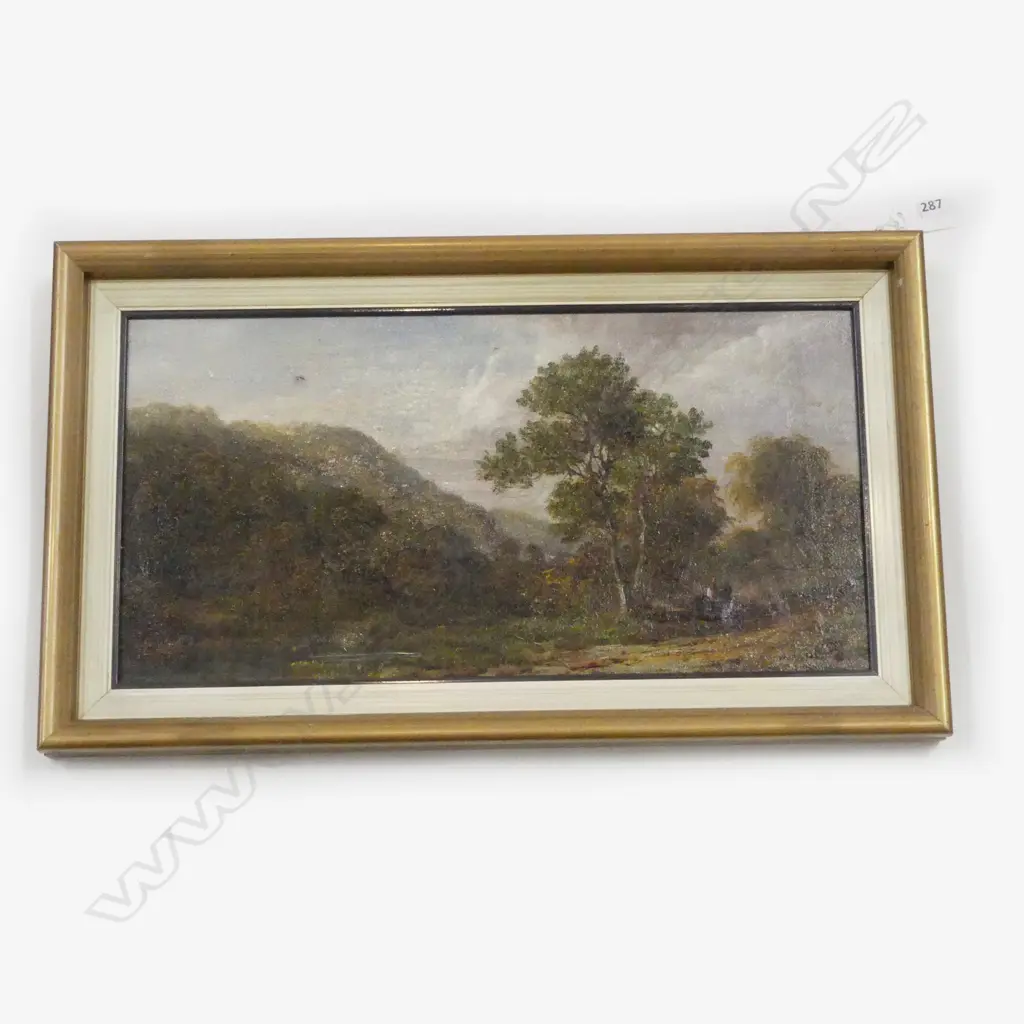 19C OIL ON CANVAS ARTIST UNKNOWN FIGURES IN A LANDSCAPE 200X390CM Image 1++