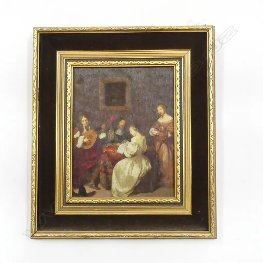 AFTER CASPAR NETSCHER (1639-1684), INTERIOR SCENE, OLEOGRAPH 235x180mm Image 1++