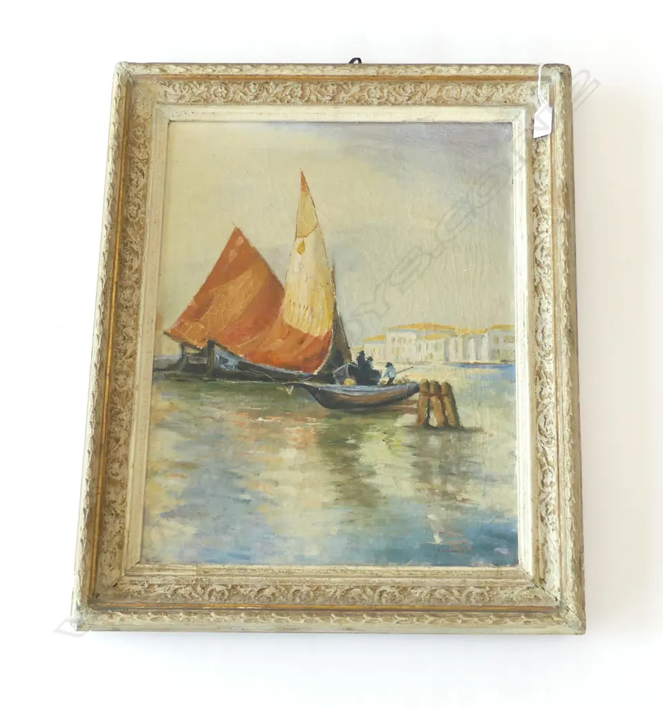 OIL ON CANVAS GRAND CANAL VENICE SIGNED CONNEILI 41X31CM Image 1++