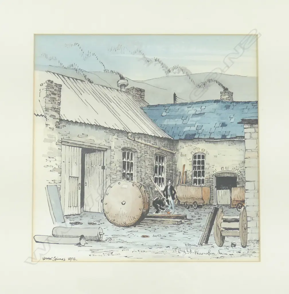 PR WINSOR GRIMES (1928-1996)( WELSH) PEN & W/C COLLIERY BLAENAFON, 220 x 220 & 180 x 240mm Image 1++