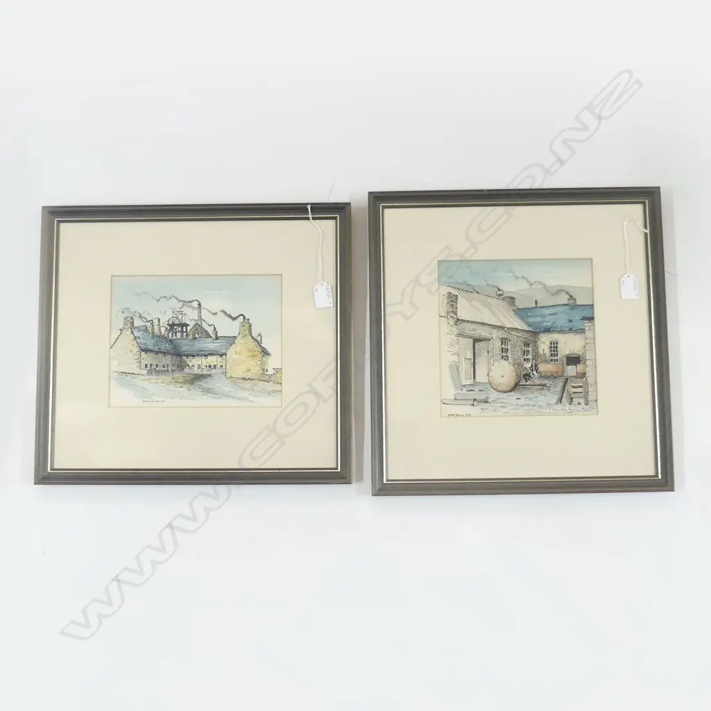 PR WINSOR GRIMES (1928-1996)( WELSH) PEN & W/C COLLIERY BLAENAFON, 220 x 220 & 180 x 240mm Image 1++