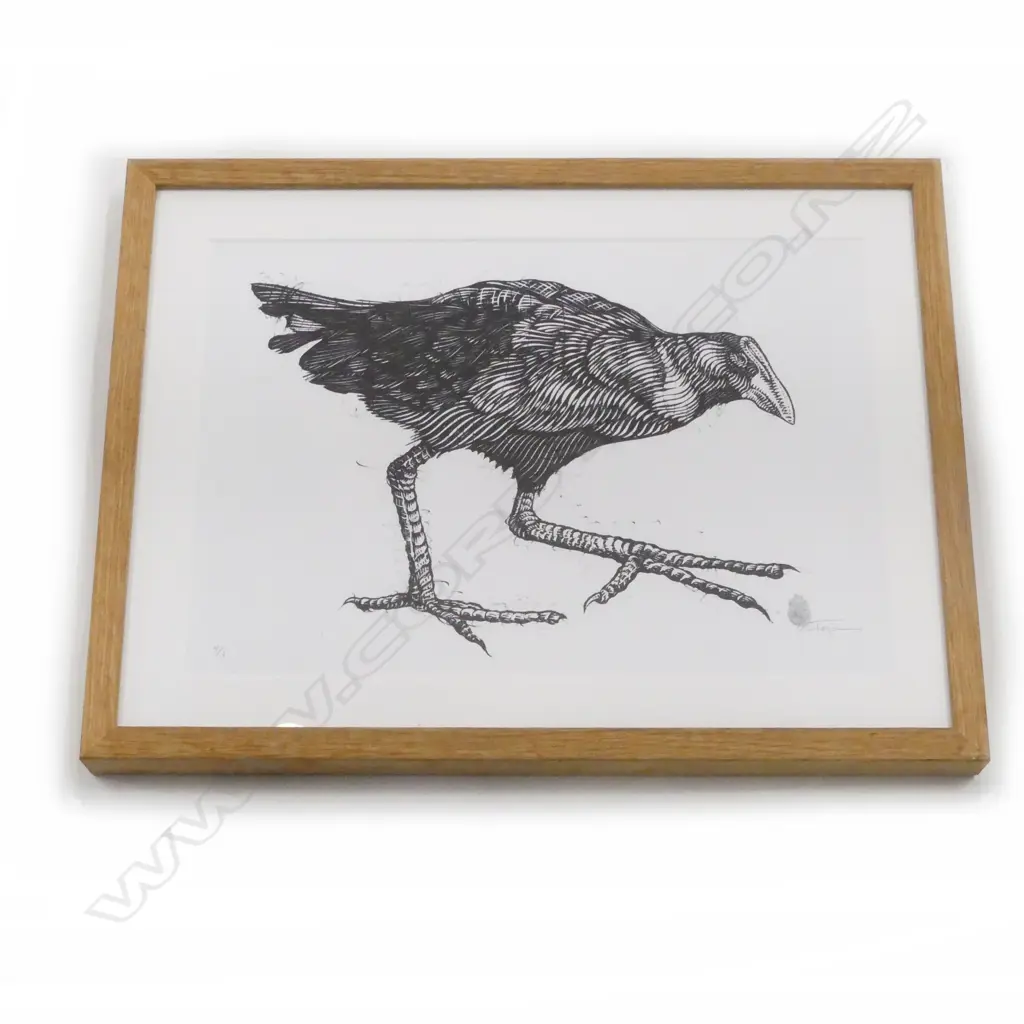 OSMEIVY ORTEGA (CUBA 1980-) UNTITLED (PUKEKO), WOODBLOCK ON PAPER, NUMBERED 4/7 & SIGNED, 285 x 410mm Image 1++