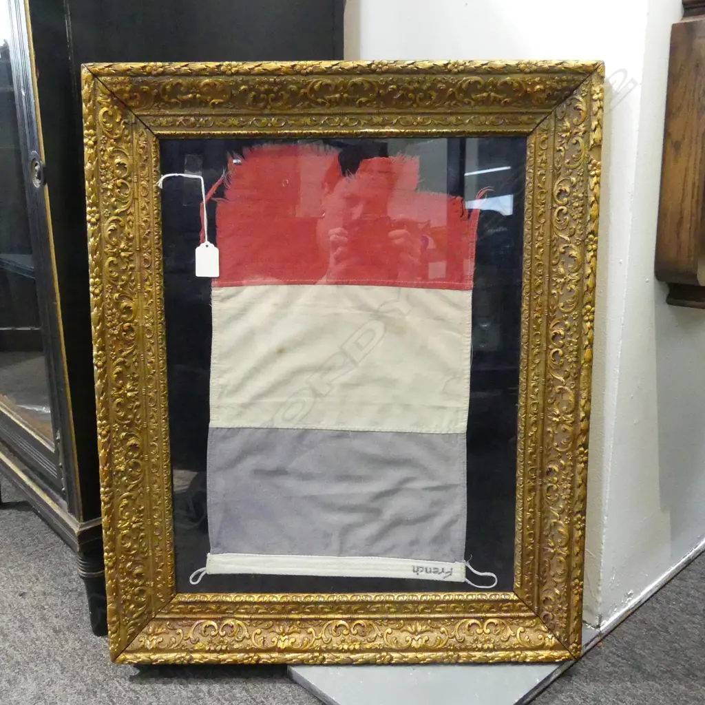 FRENCH FLAG IN ORNATE GOLD FRAME 380x490mm Image 1++