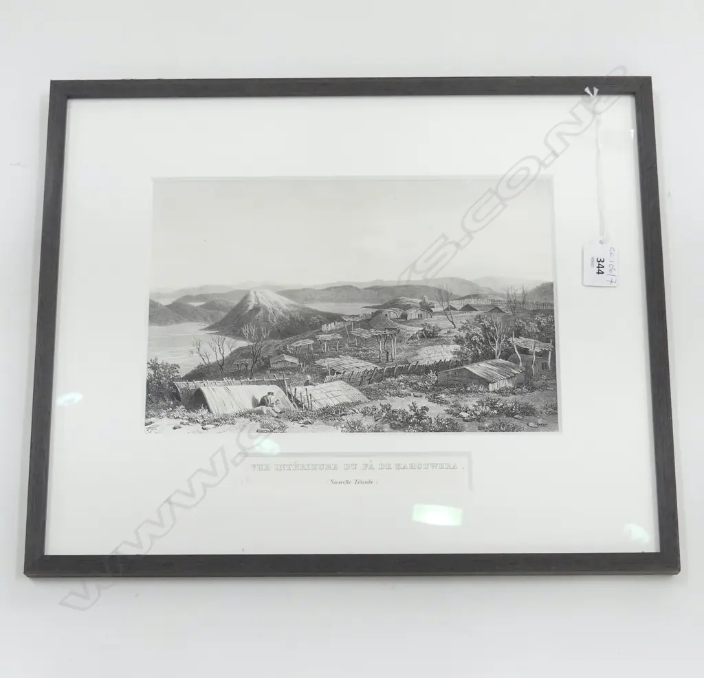 COLONIAL LANDSCAPE PRINT 'VUE INTERIEURE DU PA DE KAHOUWERA' 185x280mm Image 1++