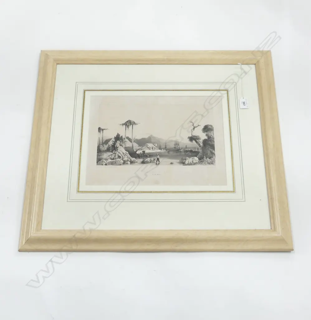 LOUIS LE BRETON (1818-1886) 'MOUILLAGE D'OTAGO' LITHOGRAPH C.1835 260x360mm Image 1++