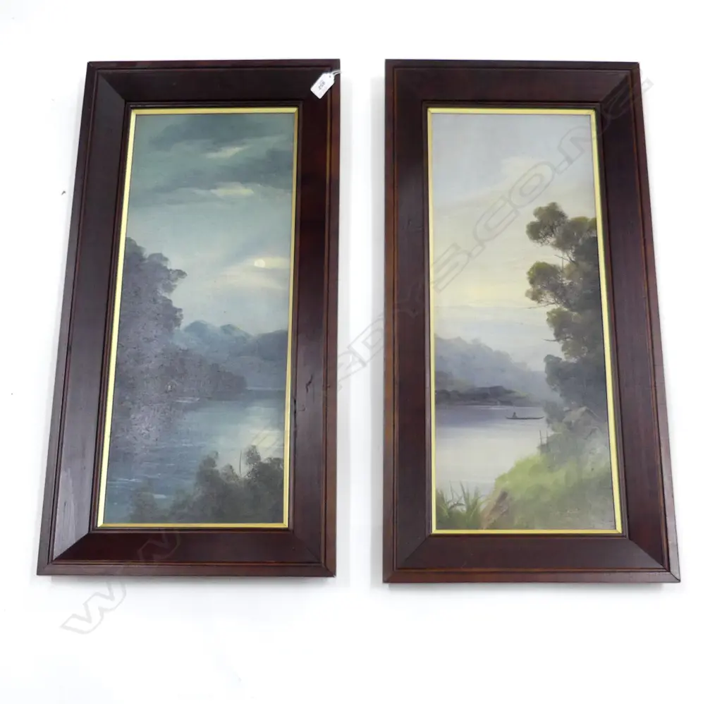 2 COLONIAL LANDSCAPE OILS, WAIKATO RIVER & OTHER 580x225mm Image 1++