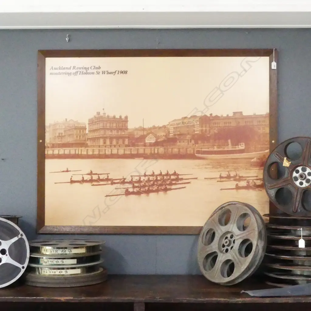 LG PHOTO PRINT, AUCKLAND ROWING CLUB MUSTERING OFF HOBSON ST WHARF 1908 840x1110mm Image 1++