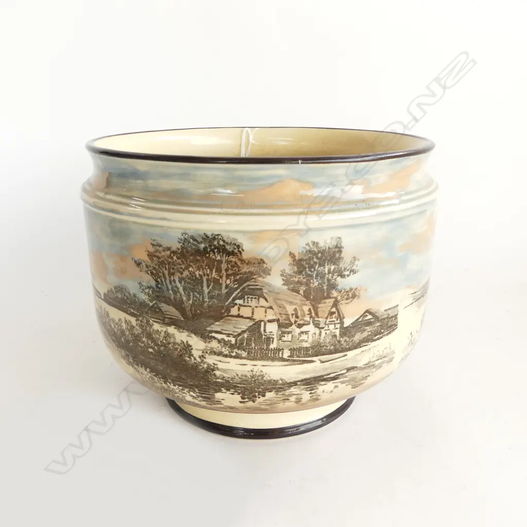 ROYAL DOULTON JARDINERE w. ENGLISH RURAL SCENE 210mm dia Image 1++