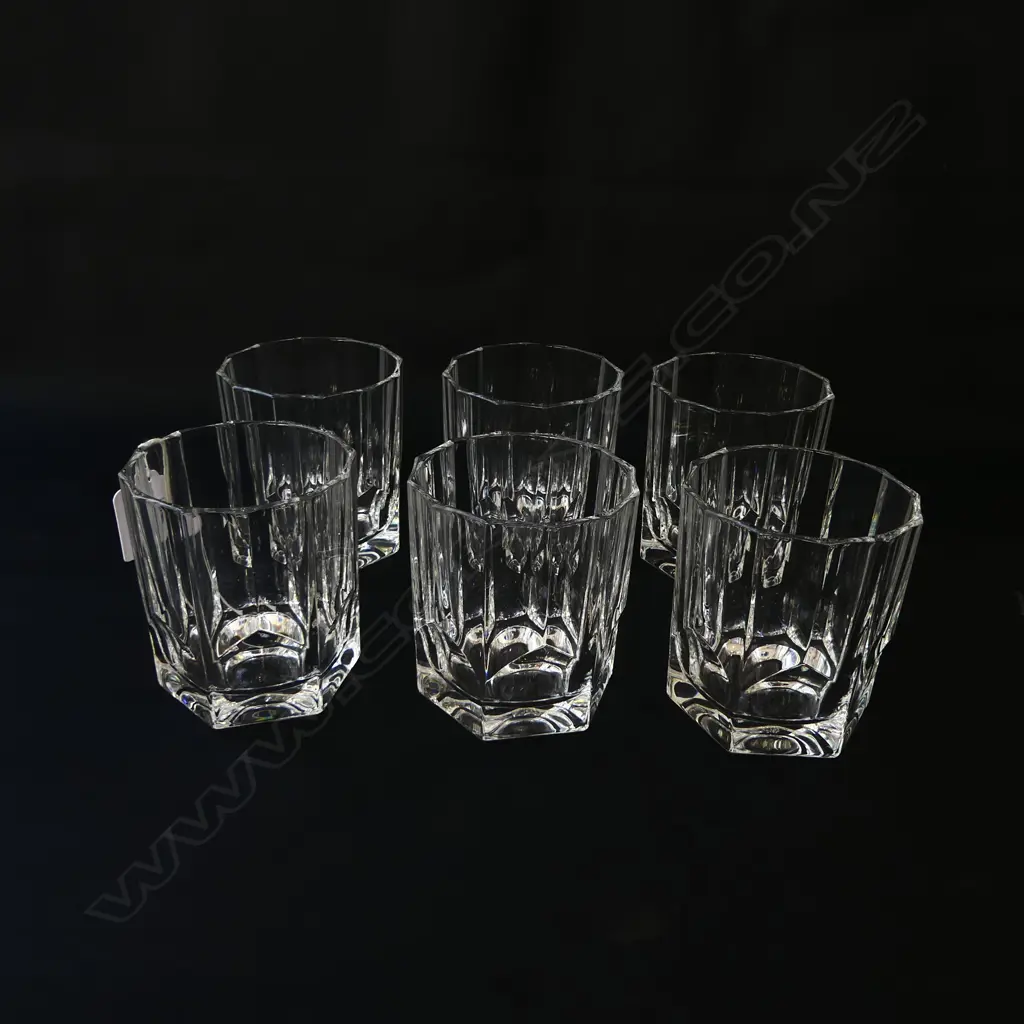 SET OF 6 NACHTMANN CRYSTAL DOUBLE OLD FASHIONED WHISKY TUMBLERS, H.95MM DIA.85MM Image 1++
