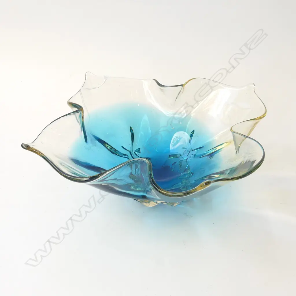 BLUE ART GLASS BOWL 320mm dia Image 1++