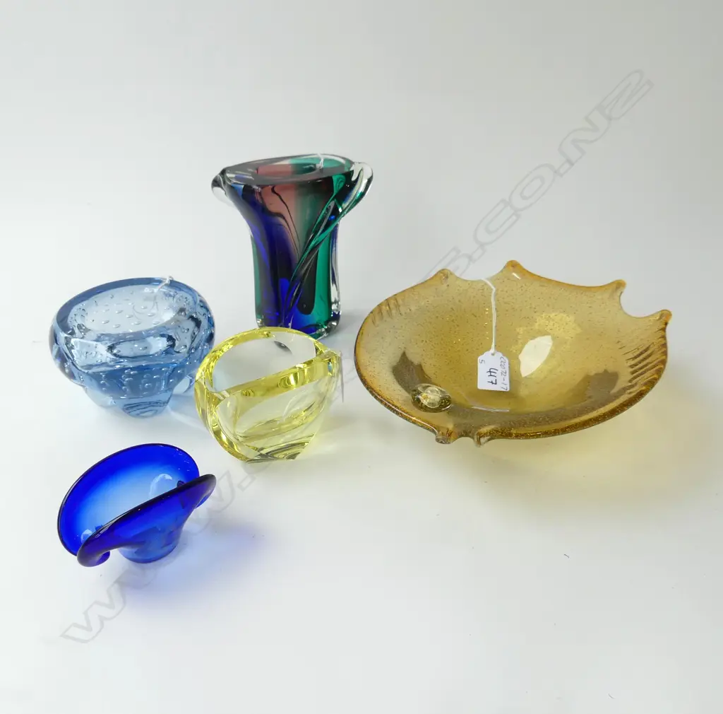 5 PCS MID CENTURY GLASS H.150 (tallest) (fish plate Dia.220mm) Image 1++