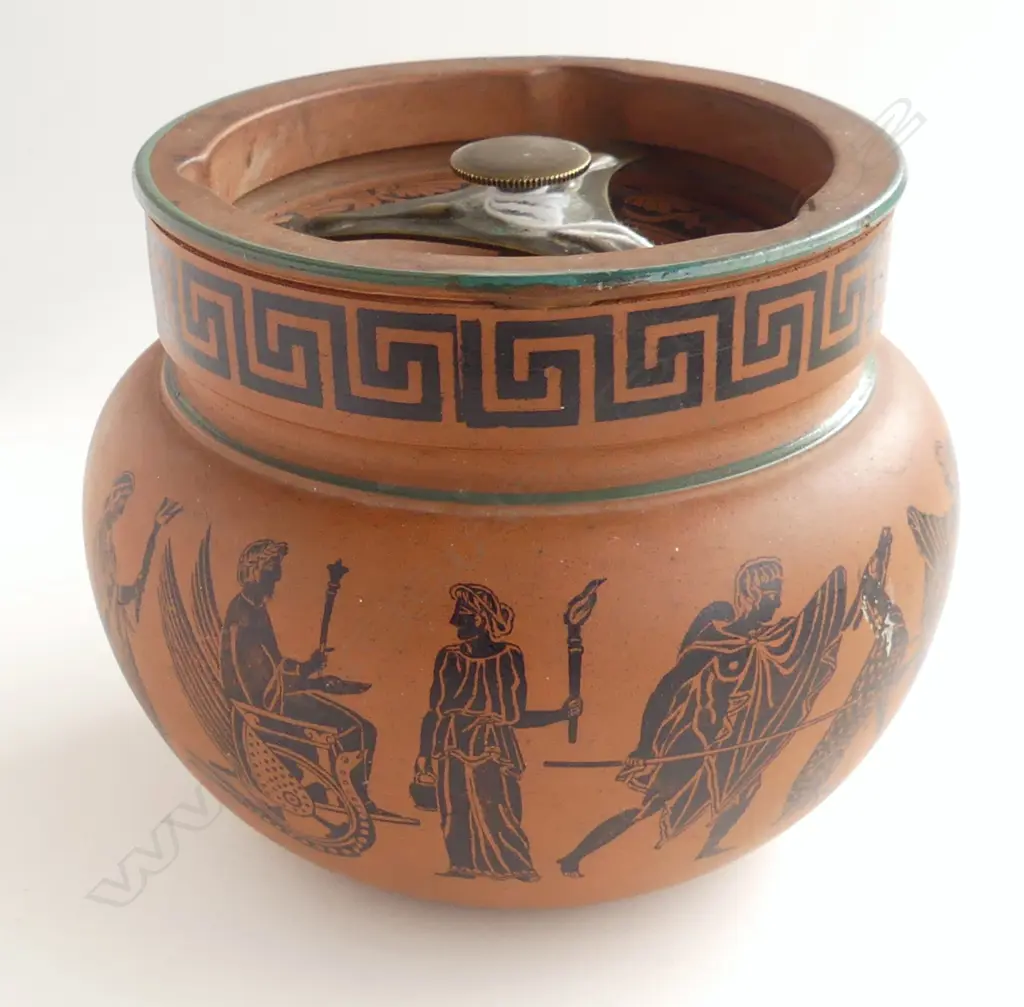 TERRA COTTA HUMIDOR WITH GREEK DESIGN H 130 MM Image 1++