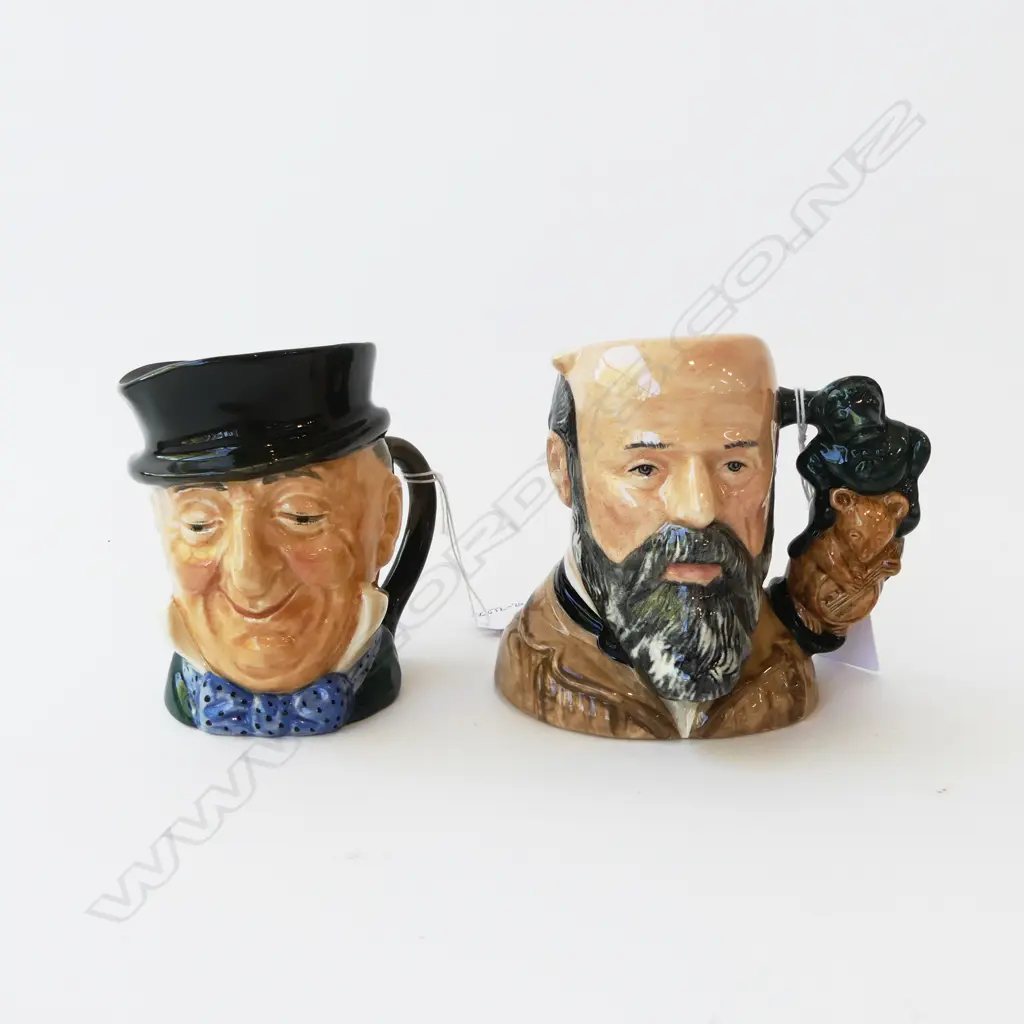2 ROYAL DOULTON TOBY JUGS 'CHARLES DICKENS' H.100mm & 'GEORGE TINWORTH' H110mm Image 1++