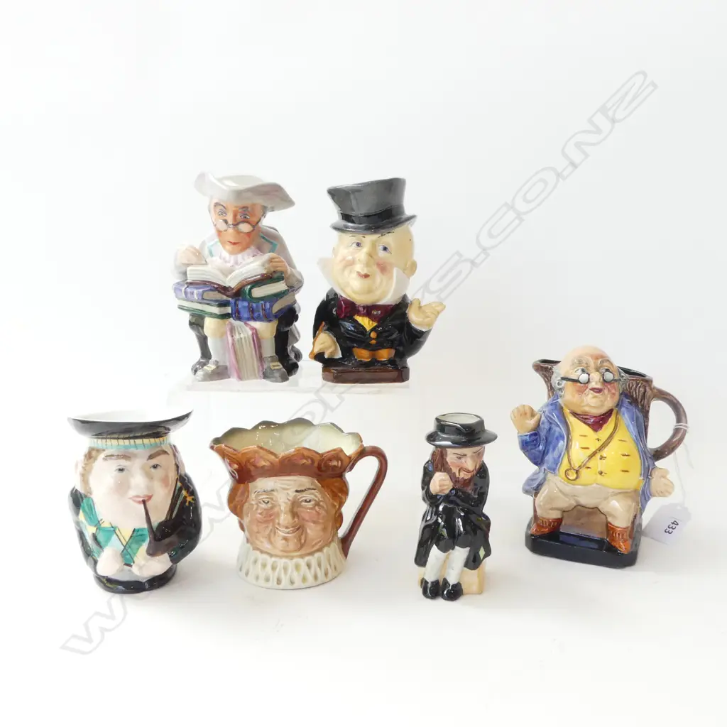 6 TOBY JUGS; WEDGWOOD 'YE OLDE TOWN CLERK' H.140mm, BURLEIGH WARE & 3 OTHERS (chip to Mr Micawber's collar) Image 1++