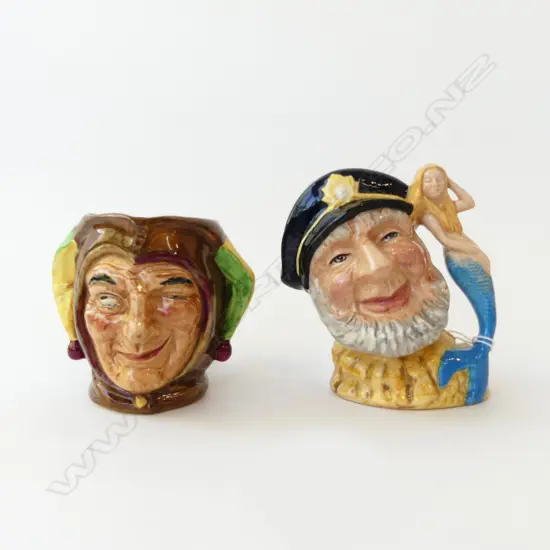 2 ROYAL DOULTON TOBY JUGS 'OLD SALT' H.120mm & 'THE JOKER' H.80mm