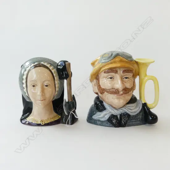2 ROYAL DOULTON CHARACTER JUGS; VETERAN MOTORIST, ANNE BOLEYN H.190mm