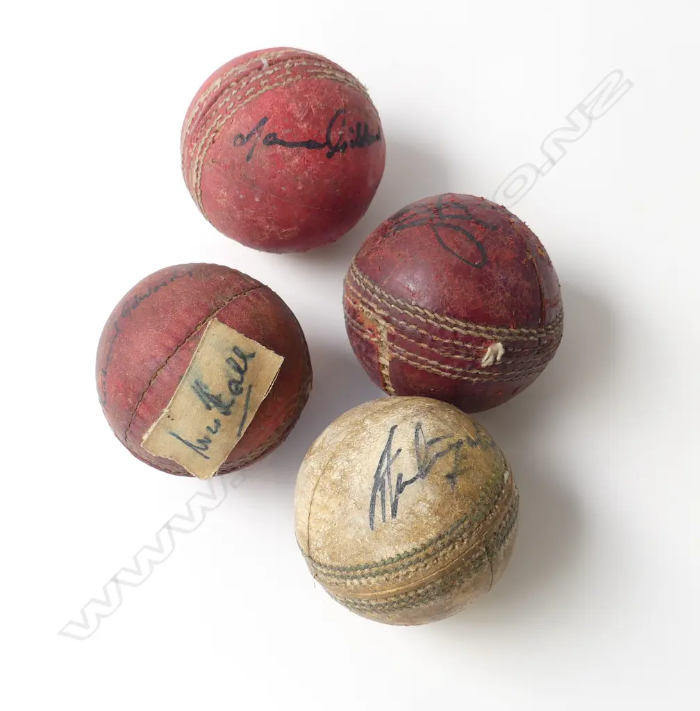 FOUR 1960S PLAYER SIGNED CRICKET BALLS LANCE GIBBS, RICHARD EDWARDS, & OTHERS Image 1++