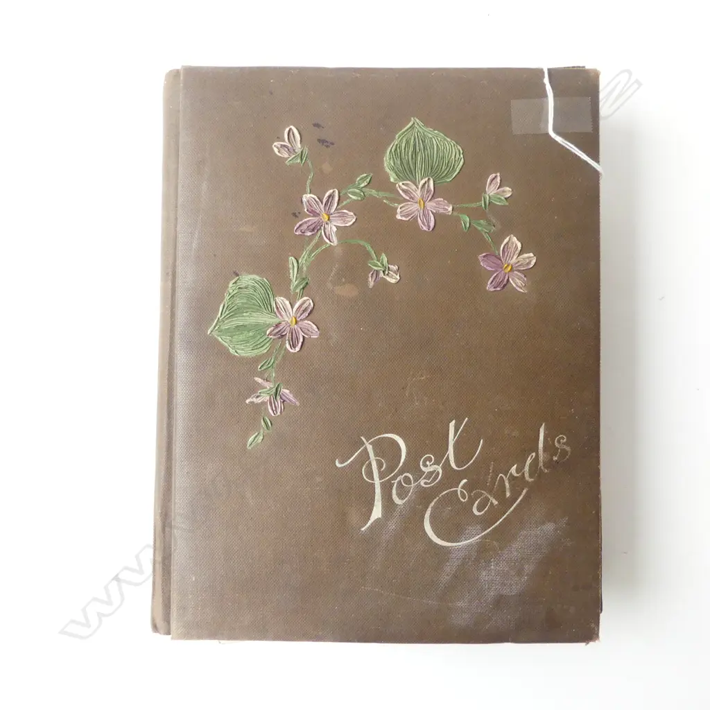ANTIQUE POST CARD ALBUM, incl TEAL/BOAC AIRLINE, MUSIC HALL, TOURIST CARDS Image 1++