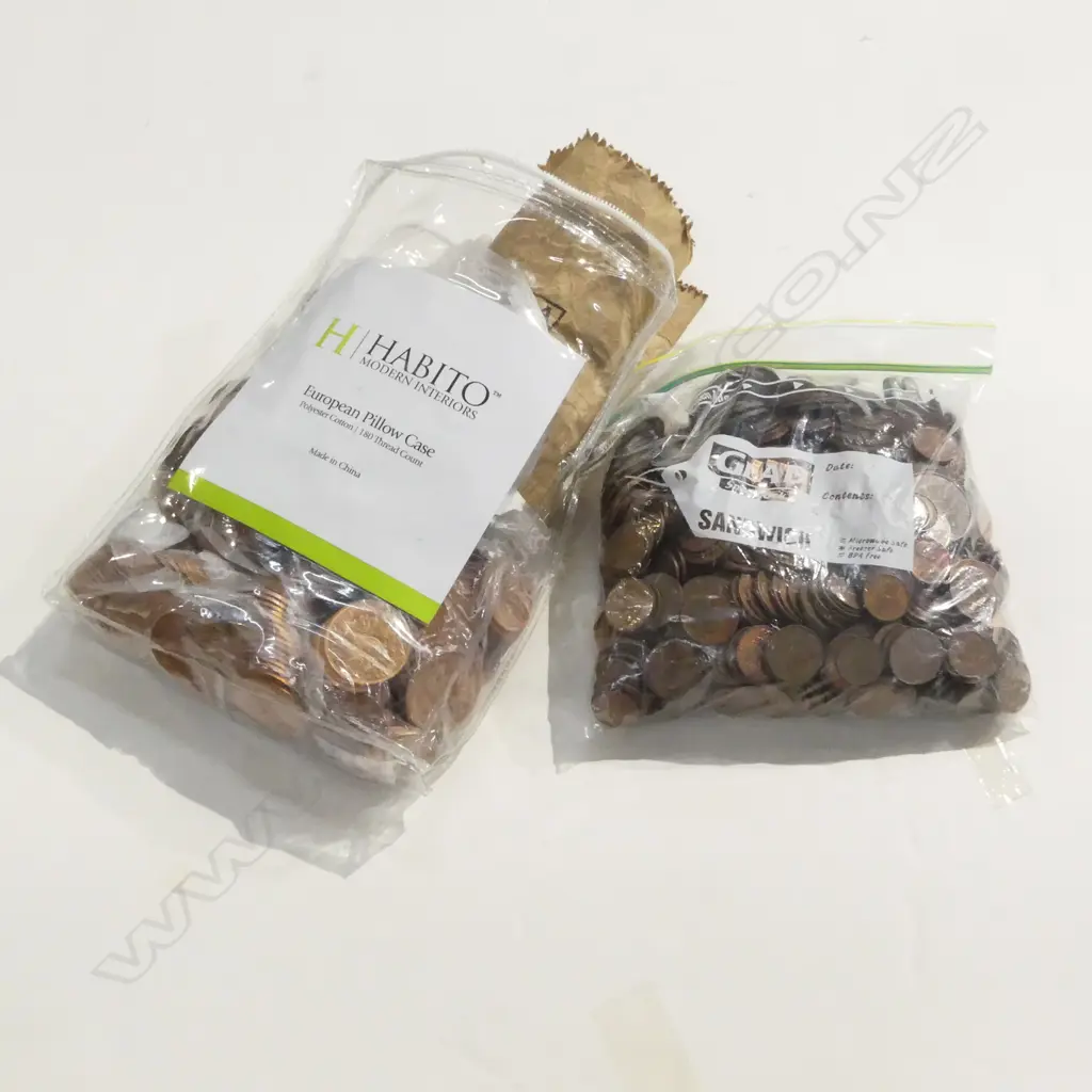 2 BAGS OF COPPER COINS Image 1++