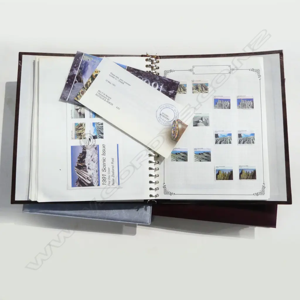 3 ALBUMS DISPLAYED NZ 1980'S 90's NZ STAMP SETS. Mainly used + mint & FDC's Image 1++