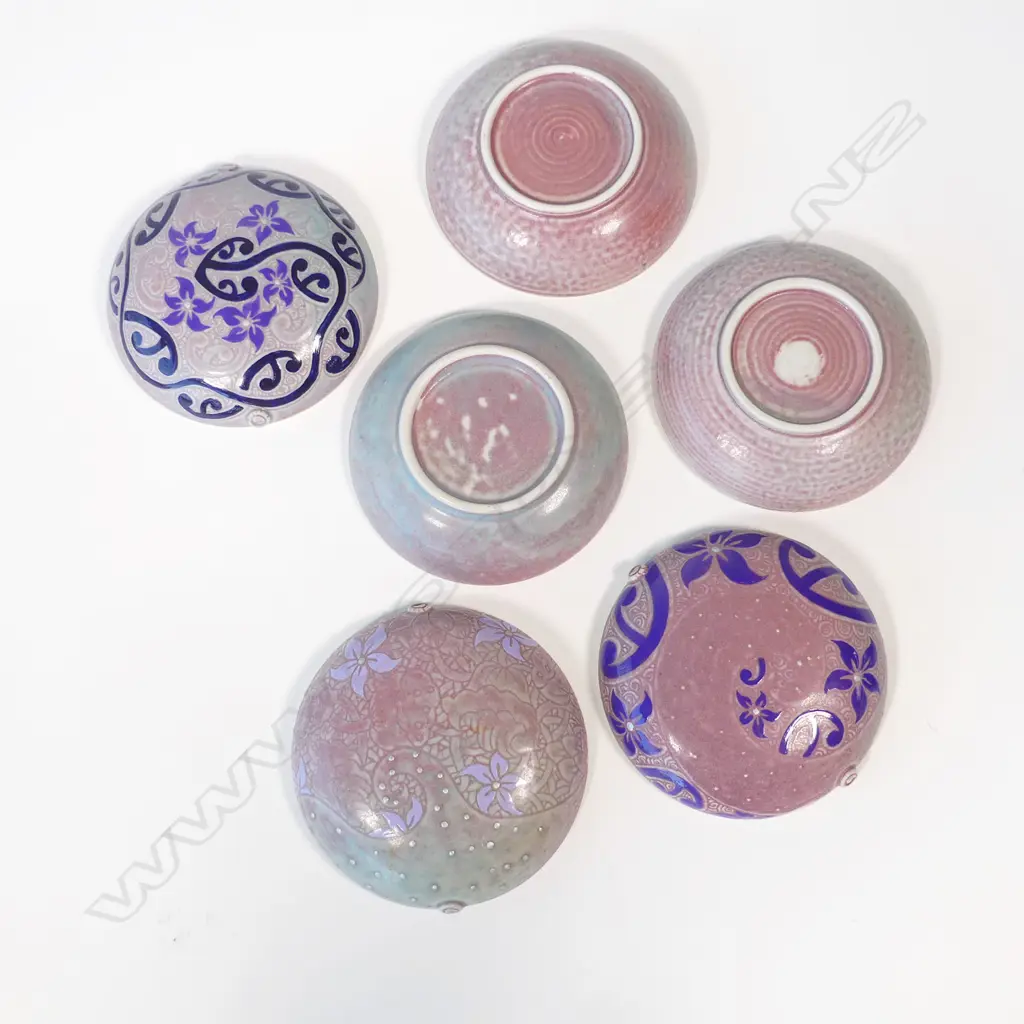 3 KEUM SUN LEE/SANG SOOL SHIM TRINKET BOXES, PURPLE DIA.110mm Image 1++