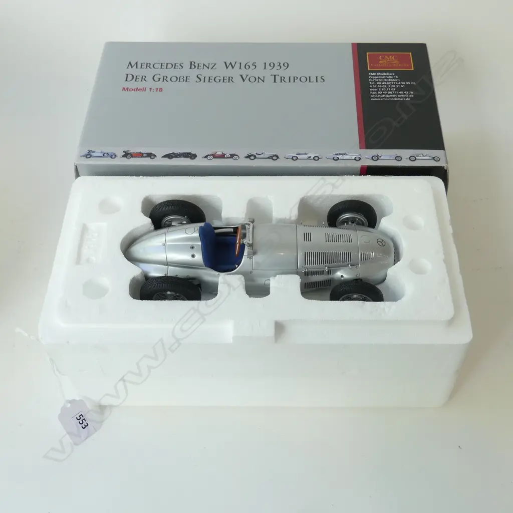CMC 1:18 MODEL RACING CAR, MERCEDES W165 1939 L.210mm, BOXED Image 1++