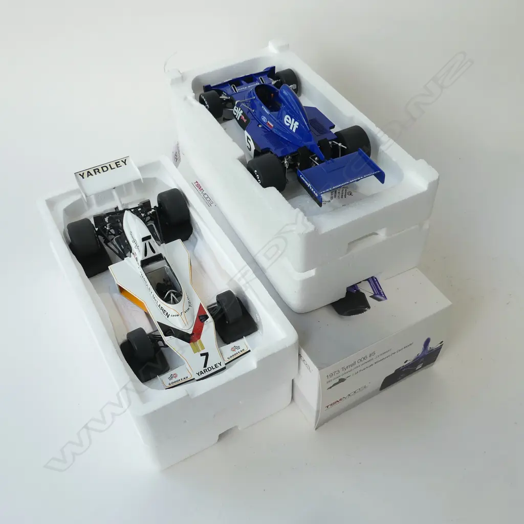 2 1:18 MODEL RACING CARS; TSM 1973 TYRRELL 006 #5, L.250mm, PAULS MODEL ART McLAREN M23 FORD Image 1++