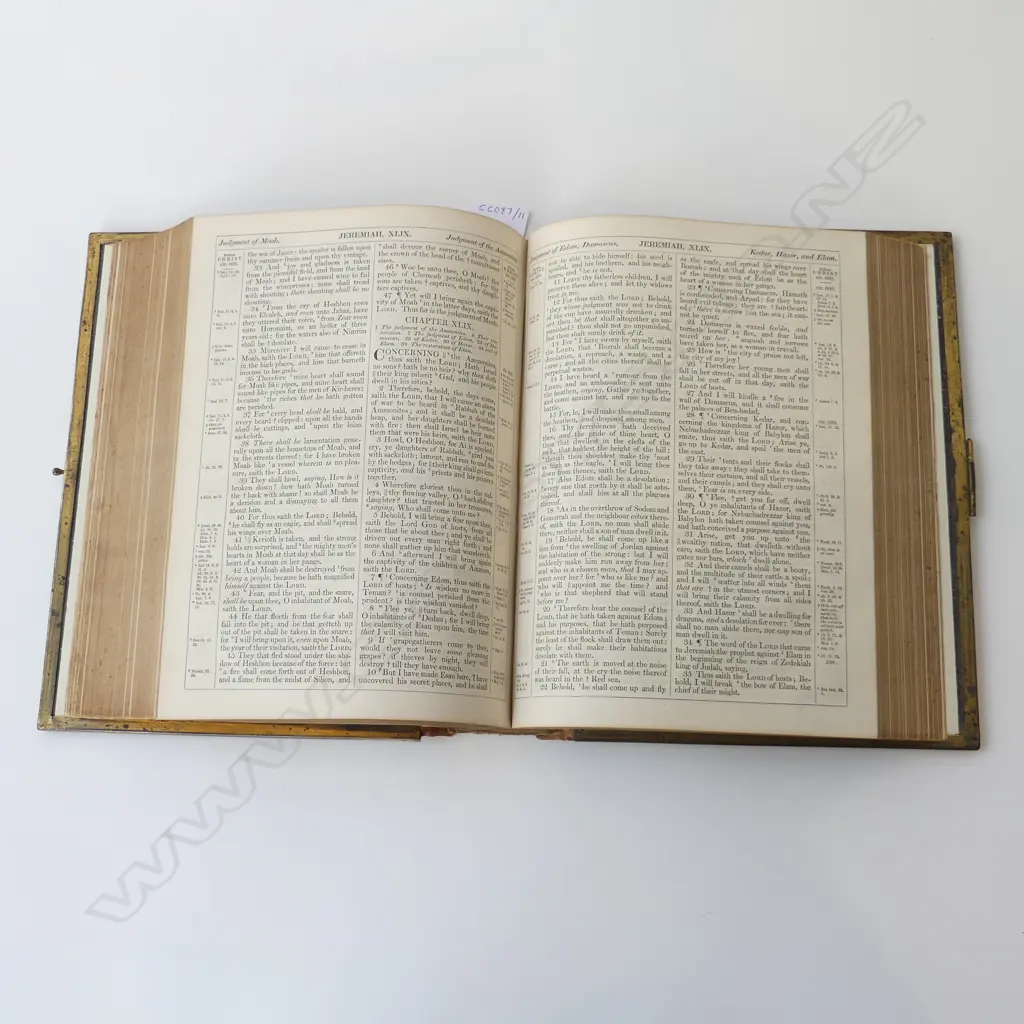 VICTORIAN HOLY BIBLE LEATHER & BRASS BOUND ILLUSTRATED WITH ENGRAVINGS, L.280MM Image 1++