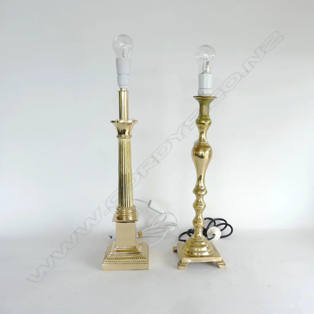 2 TALL BRASS LAMP BASES, 1 VINTAGE, 1 MODERN H.400 & 450mm  Image 1++