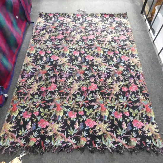 FLORAL PRINT RUG w. NON SLIP UNDERLAY 2000x1400mm