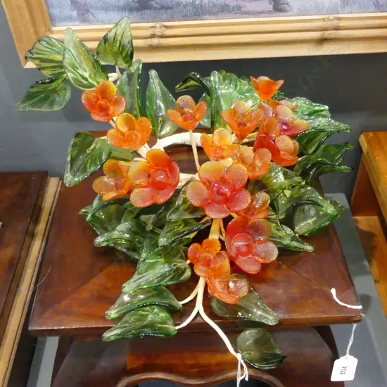 ART GLASS FLORAL SCULPTURE L.400mm