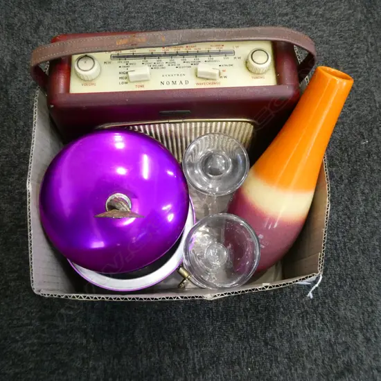 60s ICE BUCKET, DYNATRON NOMAD RADIO, VASE ETC