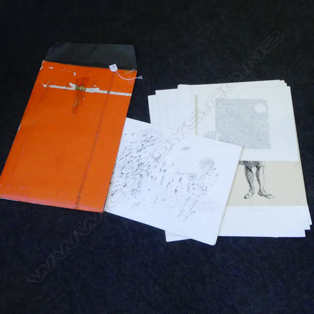 FOLDER OF PEN DRAWINGS; MOSTLY W. JENKS Image 1++