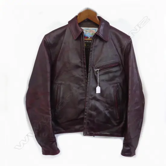 VINTAGE BURGUNDY AERO SCOTLAND LEATHER JACKET, FRONT QUARTER HORSEHIDE SZ. 36
