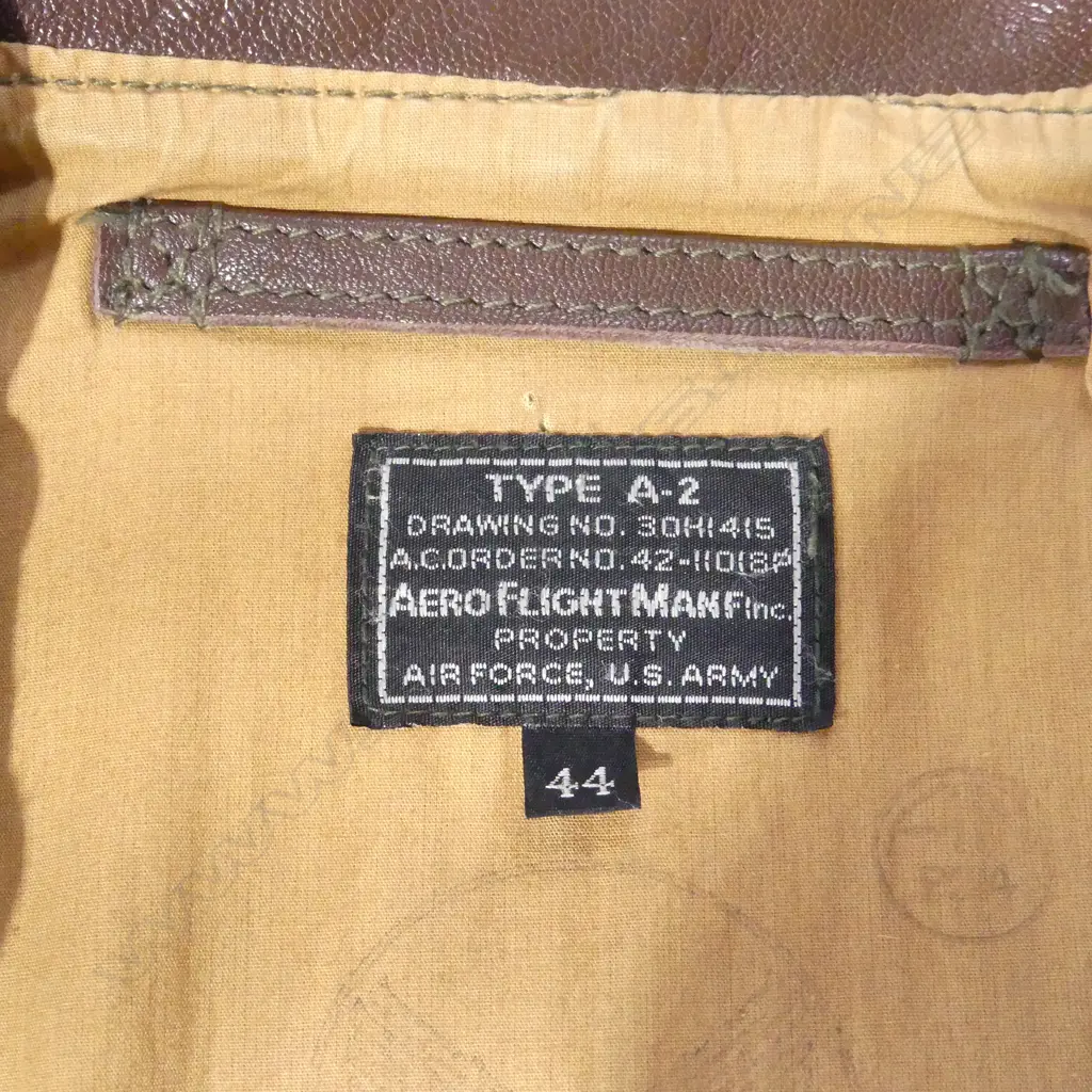 VINTAGE LEATHER JACKET, TYPE A-2, AERO FLIGHT MANF., AIR FORCE, US ARMY SZ. 44 Image 1++