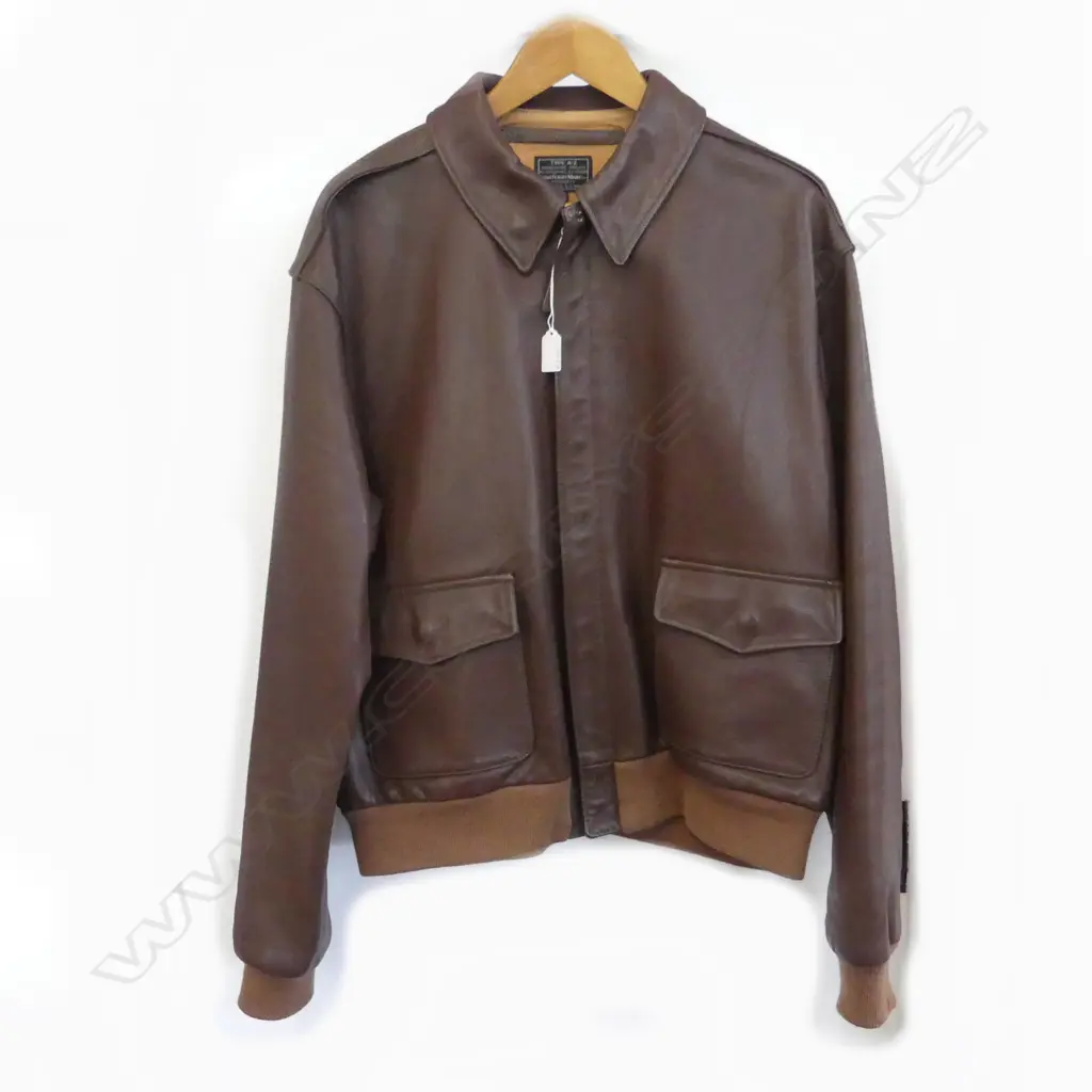 VINTAGE LEATHER JACKET, TYPE A-2, AERO FLIGHT MANF., AIR FORCE, US ARMY SZ. 44 Image 1++