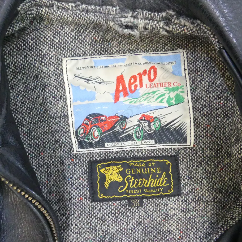 VINTAGE BLACK AERO SCOTLAND STEERHIDE LEATHER JACKET, SZ. 36 Image 1++