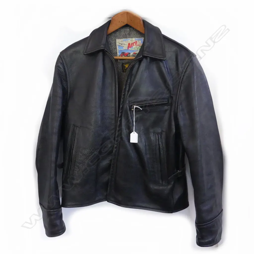 VINTAGE BLACK AERO SCOTLAND STEERHIDE LEATHER JACKET, SZ. 36 Image 1++
