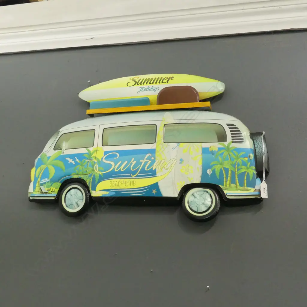 METAL WALL ART SURFING VAN W.610mm Image 1++